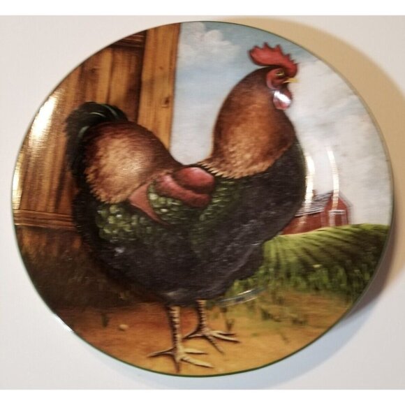 Chicken Rooster 8" Plates Vtg Sakura Oneida ON THE FARM Set of 4 David Carter Br - Picture 6 of 15